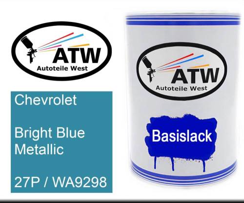 Chevrolet, Bright Blue Metallic, 27P / WA9298: 500ml Lackdose, von ATW Autoteile West.